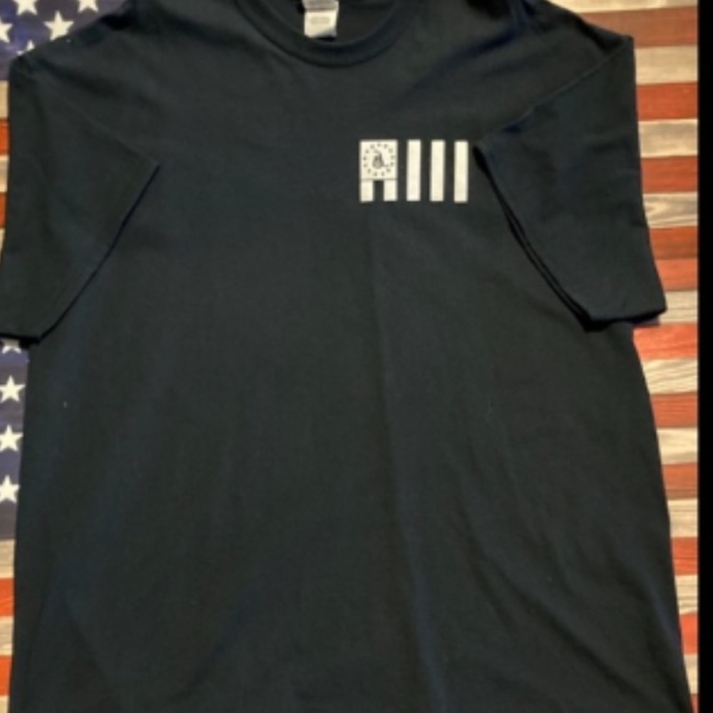 Men’s political message shirt biker